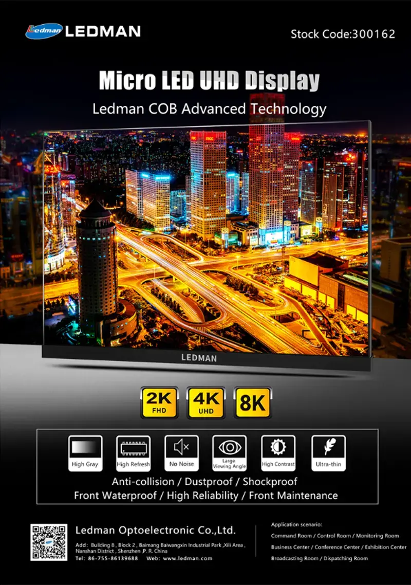 Ledman Announces a New Generation of UHD 0.6mm-Pitch Micro LED Displays Based on COB Technology