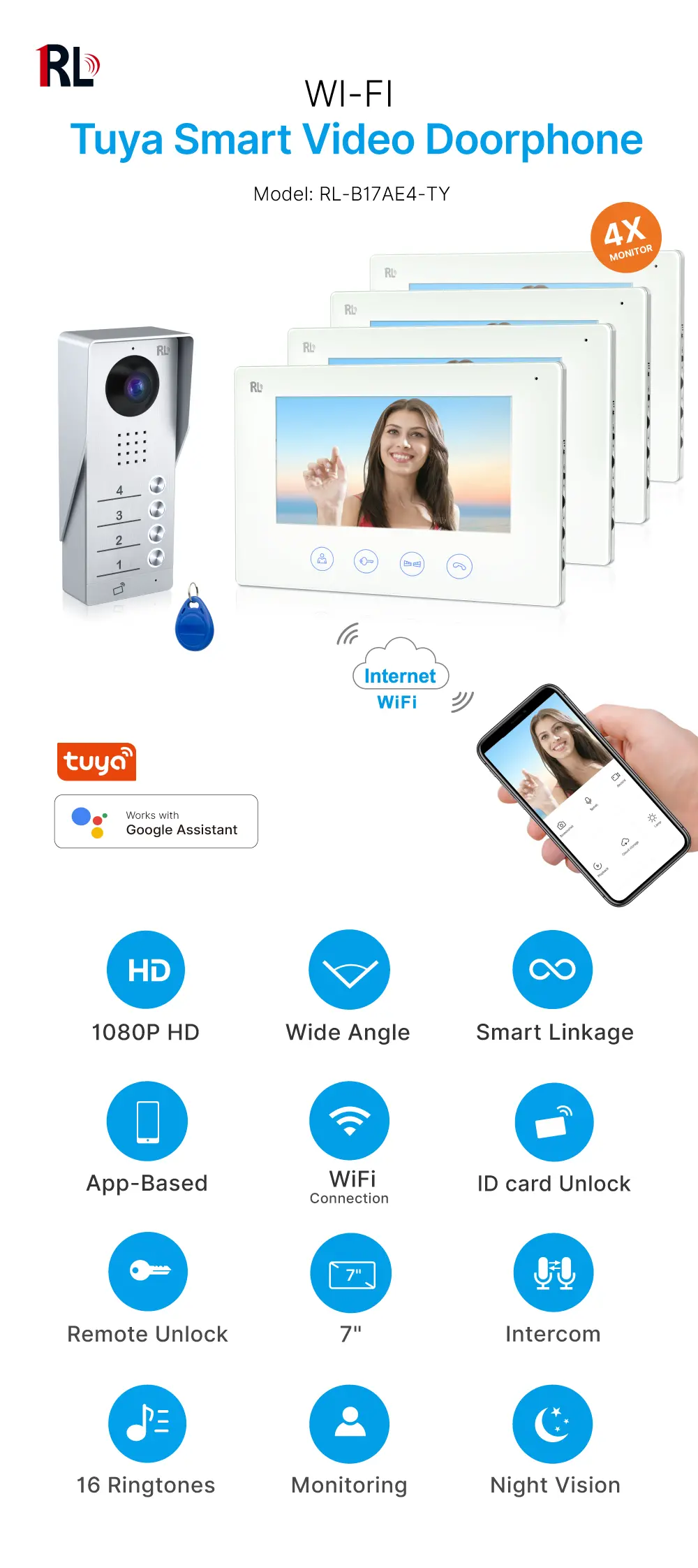 Video-door-phone,-RL-B17AE4-TY,-4-families,-4-wires,-Tuya-WiFi,-7”AHD-screen,-1024×600,-1080P-HD-camera,-hands-free,-ID-card-unlocking_01