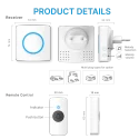 Wireless doorbell, door chime, RL 3882, AC power, anti interference, 38 tunes melodies ringtones, 433MHz, 150 meters_m2