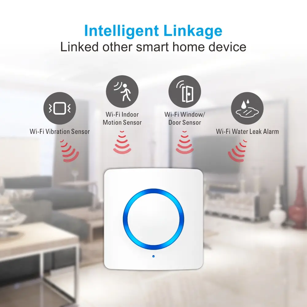 Indoor siren and chime for smart home, RL-WALM01, Tuya smart, 2.4GHz WiFi, 90dB, no hub needed, automation 4