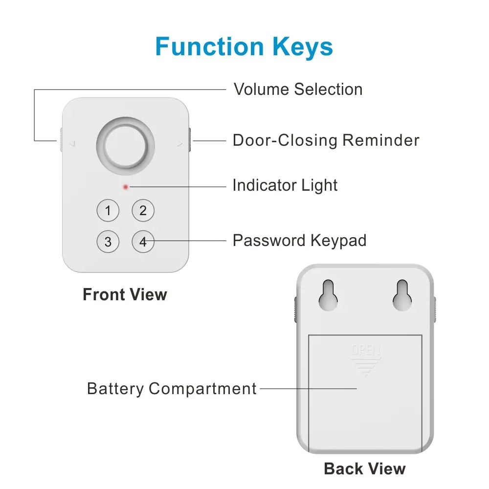 Magnetic door sensor for smart home, RL-WD02, keypad control, 100dB, Tuya smart, 2.4GHz WiFi, no hub needed, automation, push notification 4