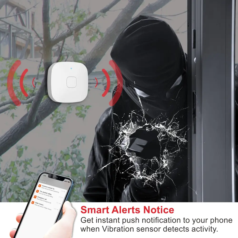 Vibration sensor for smart home, RL-WV01, Tuya smart, 2.4GHz WiFi, no hub needed, automation, push notification 3