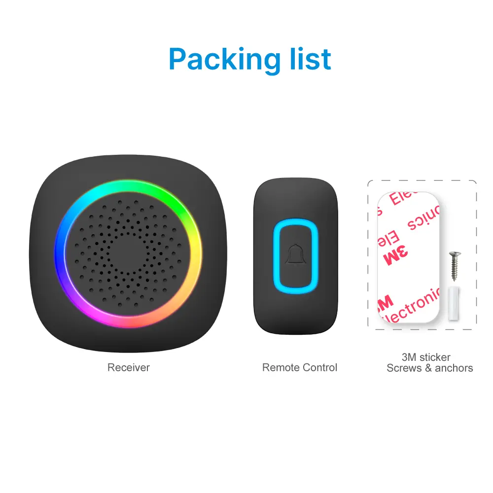 Wireless doorbell, door chime, RL-3995, battery powered, anti-interference, 60 tunes/melodies/ringtones, 433MHz, 150 meters_13