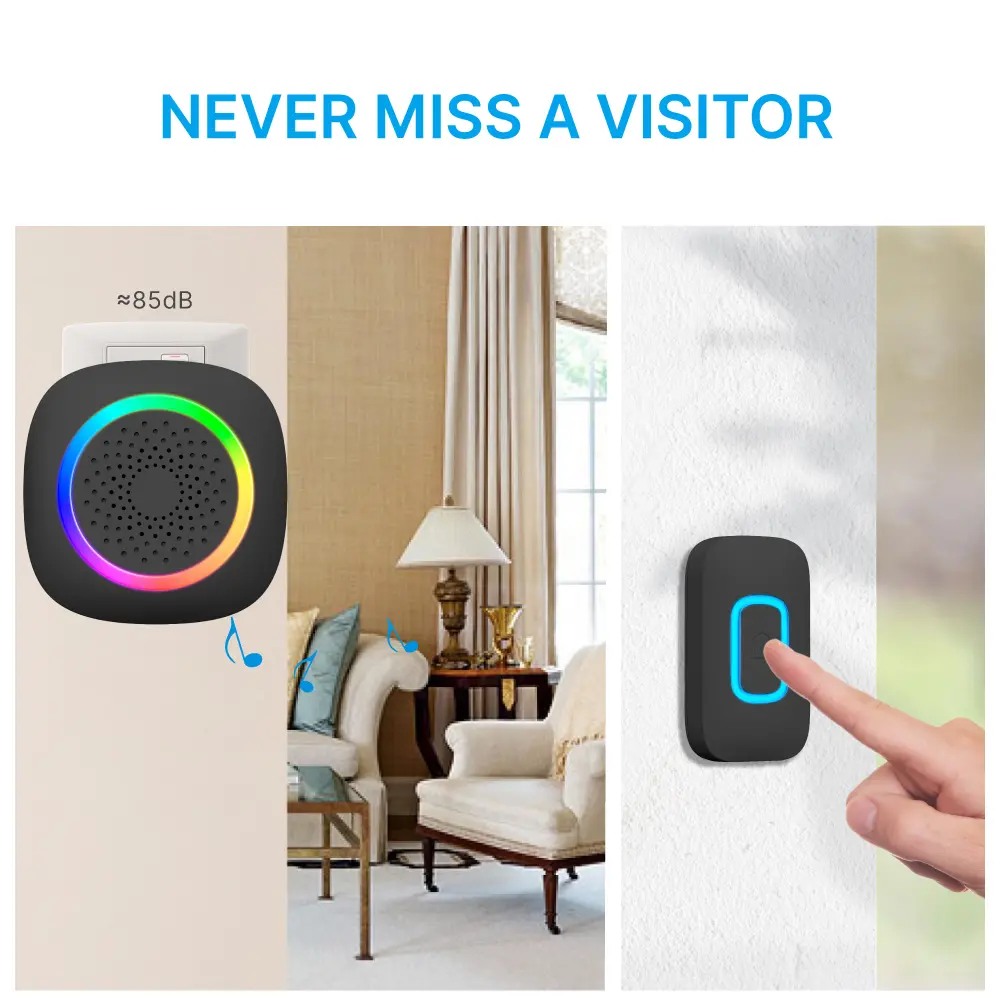 AC Wireless doorbell, door chime, RL-3895, battery powered, anti-interference, 60 tunes/melodies/ringtones, 433MHz, 150 meters_03