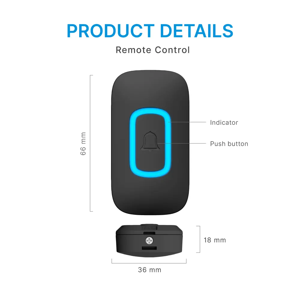 AC Wireless doorbell, door chime, RL-3895, battery powered, anti-interference, 60 tunes/melodies/ringtones, 433MHz, 150 meters_08