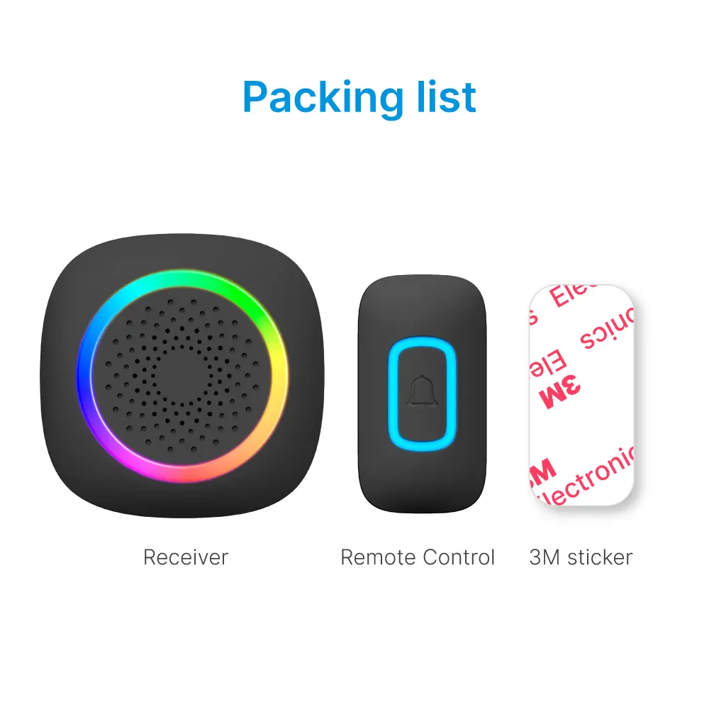 AC Wireless doorbell, door chime, RL-3895, battery powered, anti-interference, 60 tunes/melodies/ringtones, 433MHz, 150 meters_11