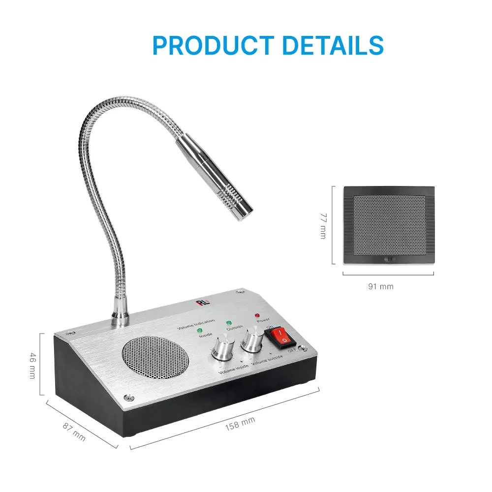 Intercom system, RL-9908, for bank counter window, dual-way intercommunication_06
