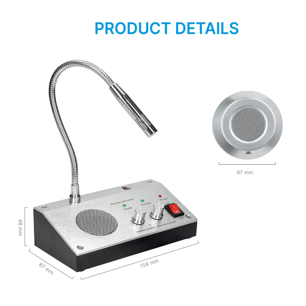 Intercom system, RL-9909, for bank counter window, dual-way intercommunication_06