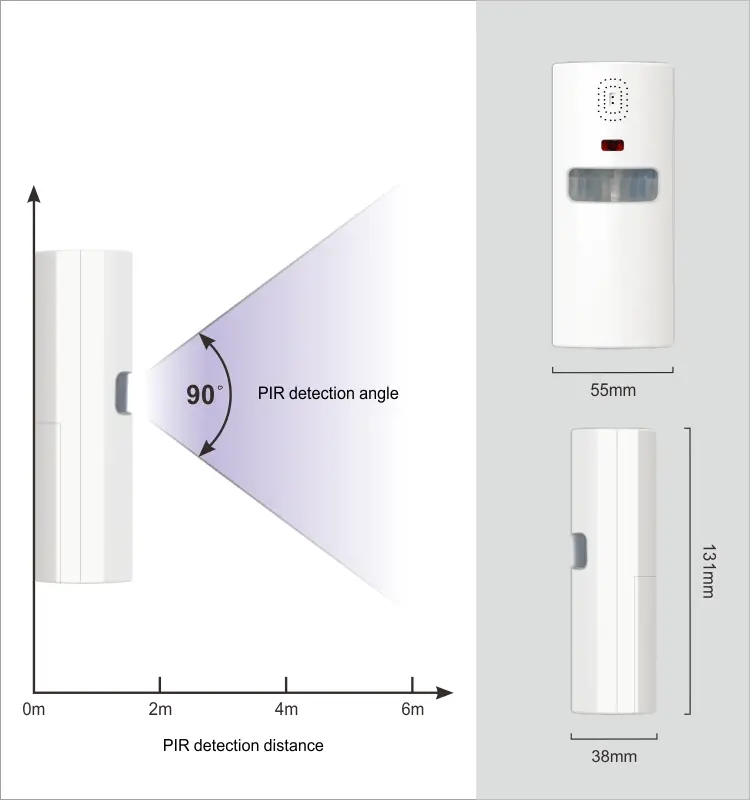 Motion sensor for smart home, RL-WP01A, with remote control, 90dB, Tuya smart, 2.4GHz WiFi, no hub needed, automation, push notification9