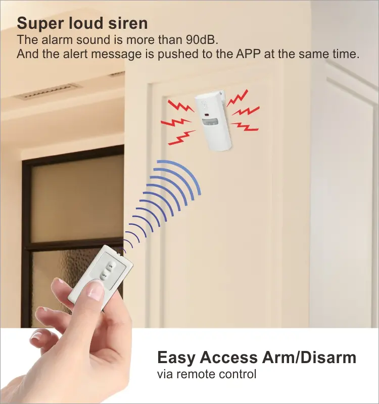 Motion sensor for smart home, RL-WP01A, with remote control, 90dB, Tuya smart, 2.4GHz WiFi, no hub needed, automation, push notification5