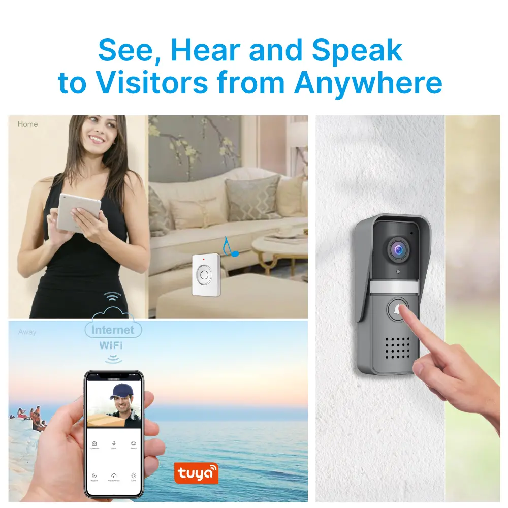 Video doorbell, RL-IP12D-NET, Tuya smart, 2.4GHz WiFi, 2K UHD camera, night vision, 128GB TF card, IP55, indoor chime (receiver) _02