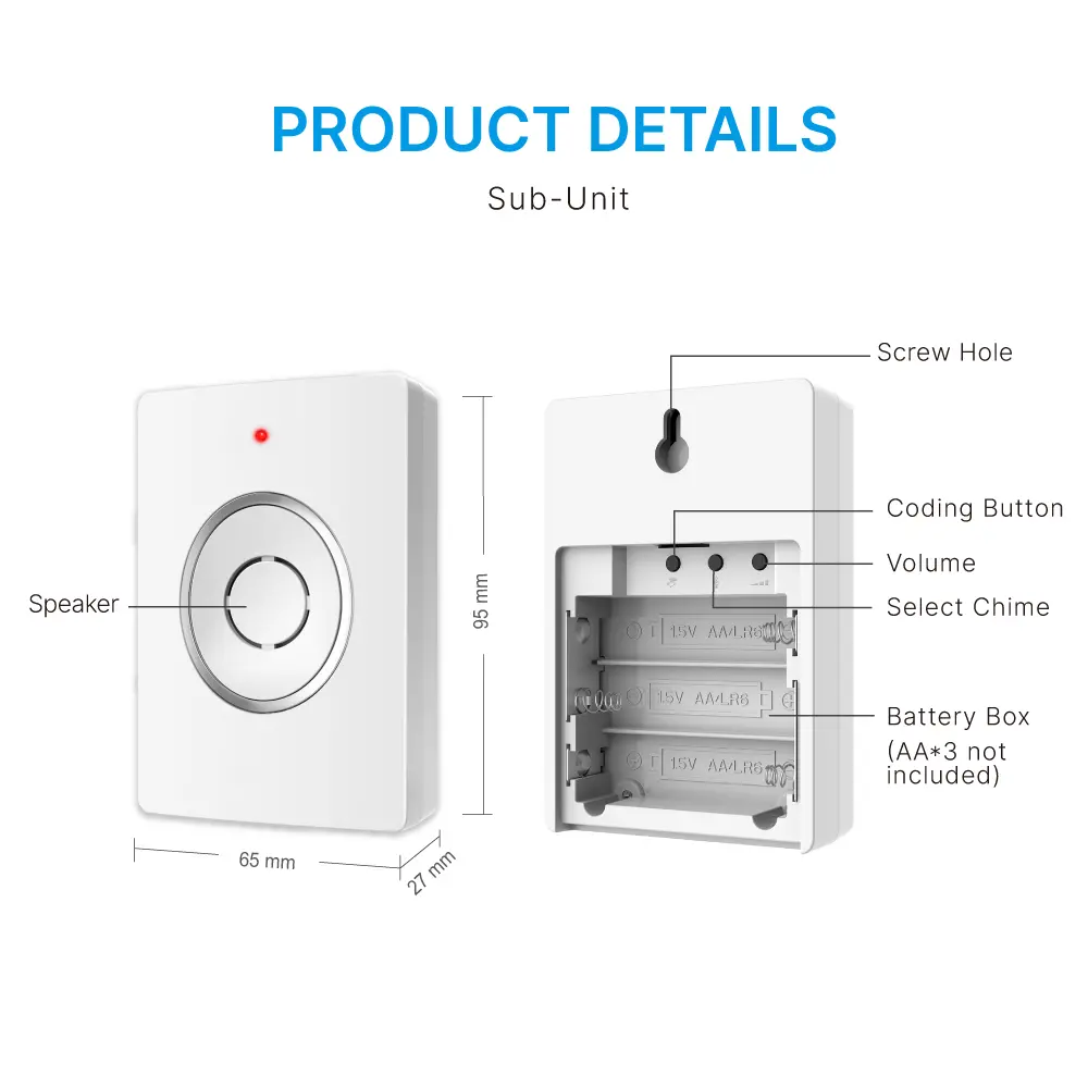 Video doorbell, RL-IP12D-NET, Tuya smart, 2.4GHz WiFi, 2K UHD camera, night vision, 128GB TF card, IP55, indoor chime (receiver) _10
