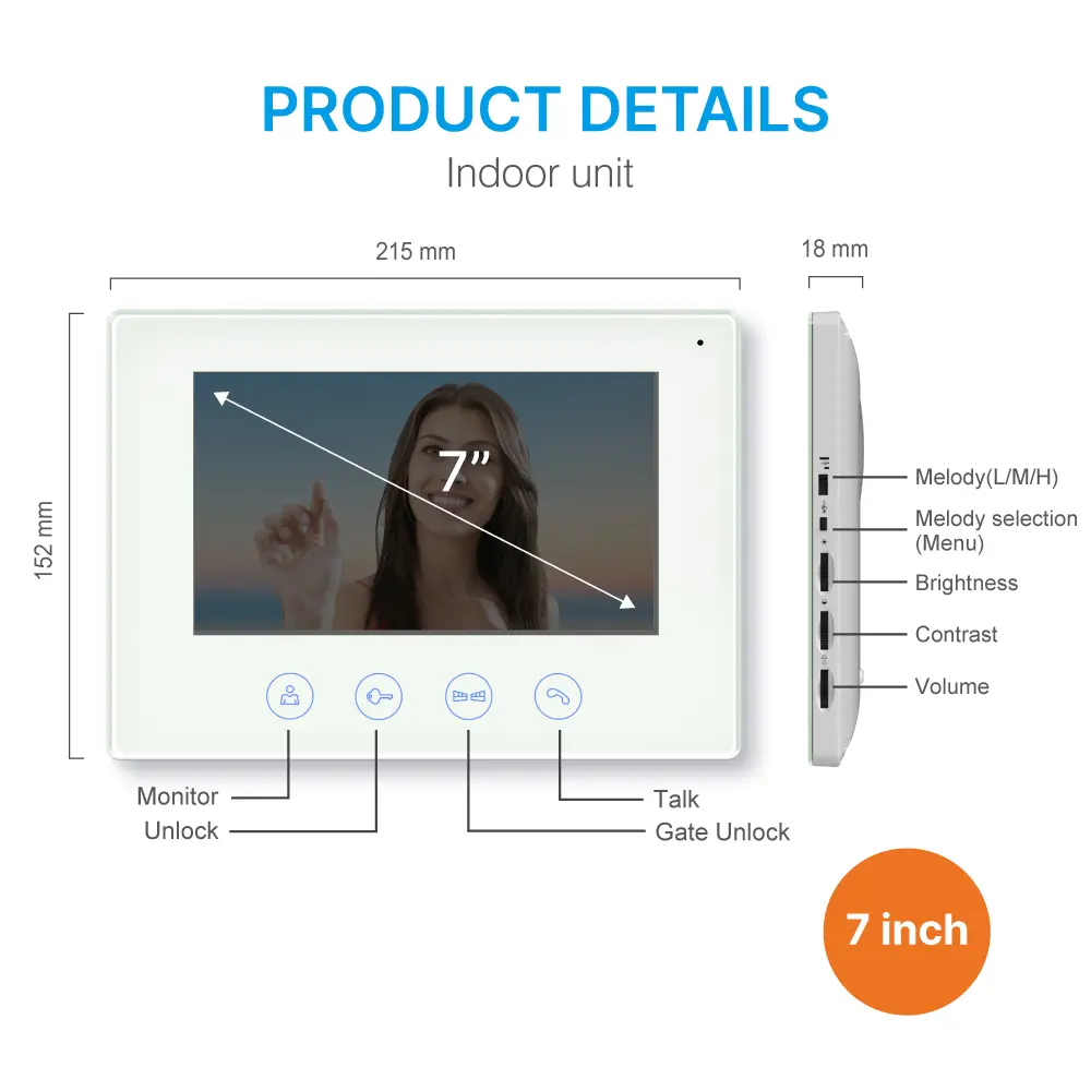 Video door phone, RL-B17AID-TY, 4 wires, Tuya WiFi, 7&rdquo; FHD screen, 1024*600, 1080P HD camera, hands-free, ID card unlocking _07