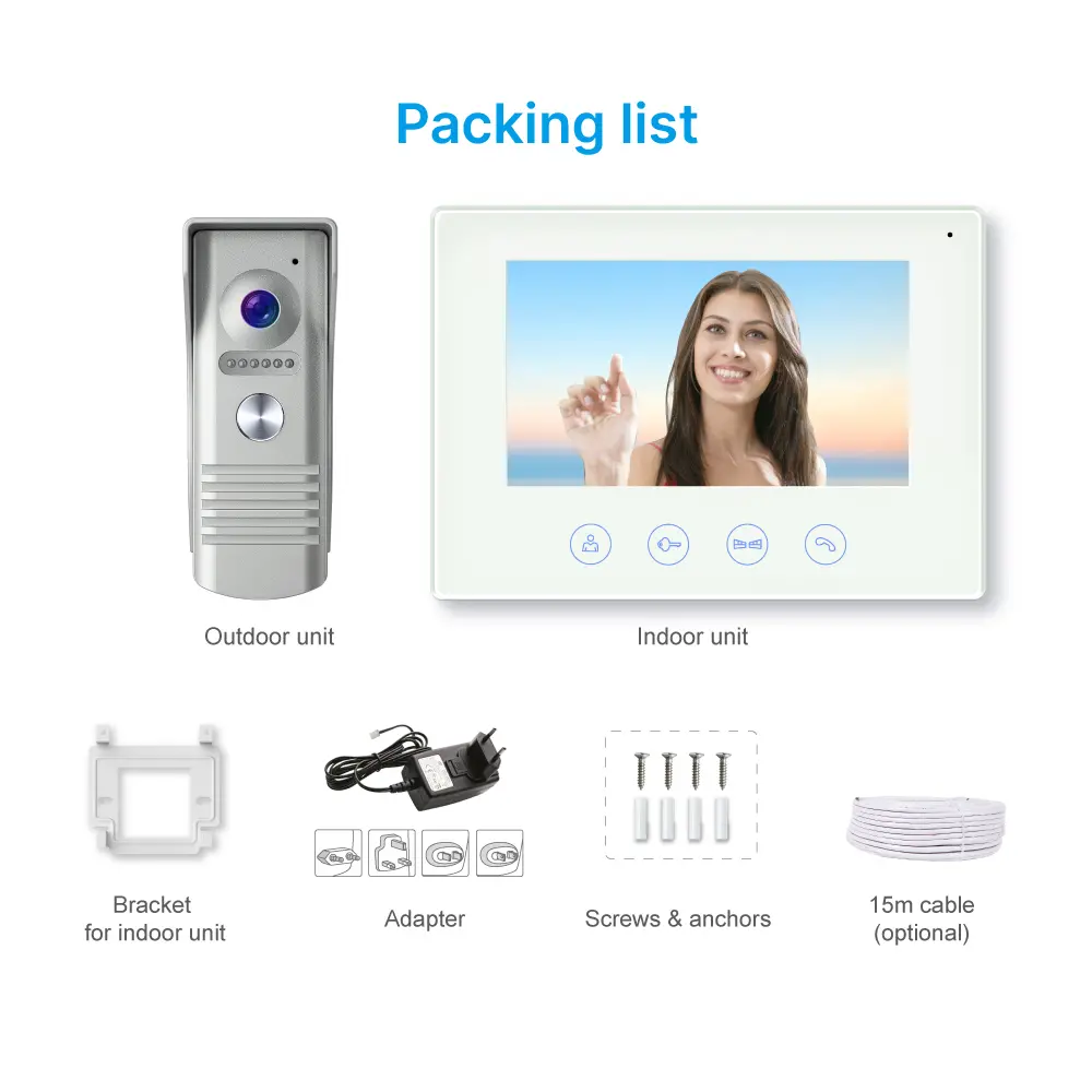 Video door phone, RL-B17F-TY, 4 wires, Tuya WiFi, 7&rdquo; FHD screen, 1024*600, 1080P HD camera, hands-free, lock release _11
