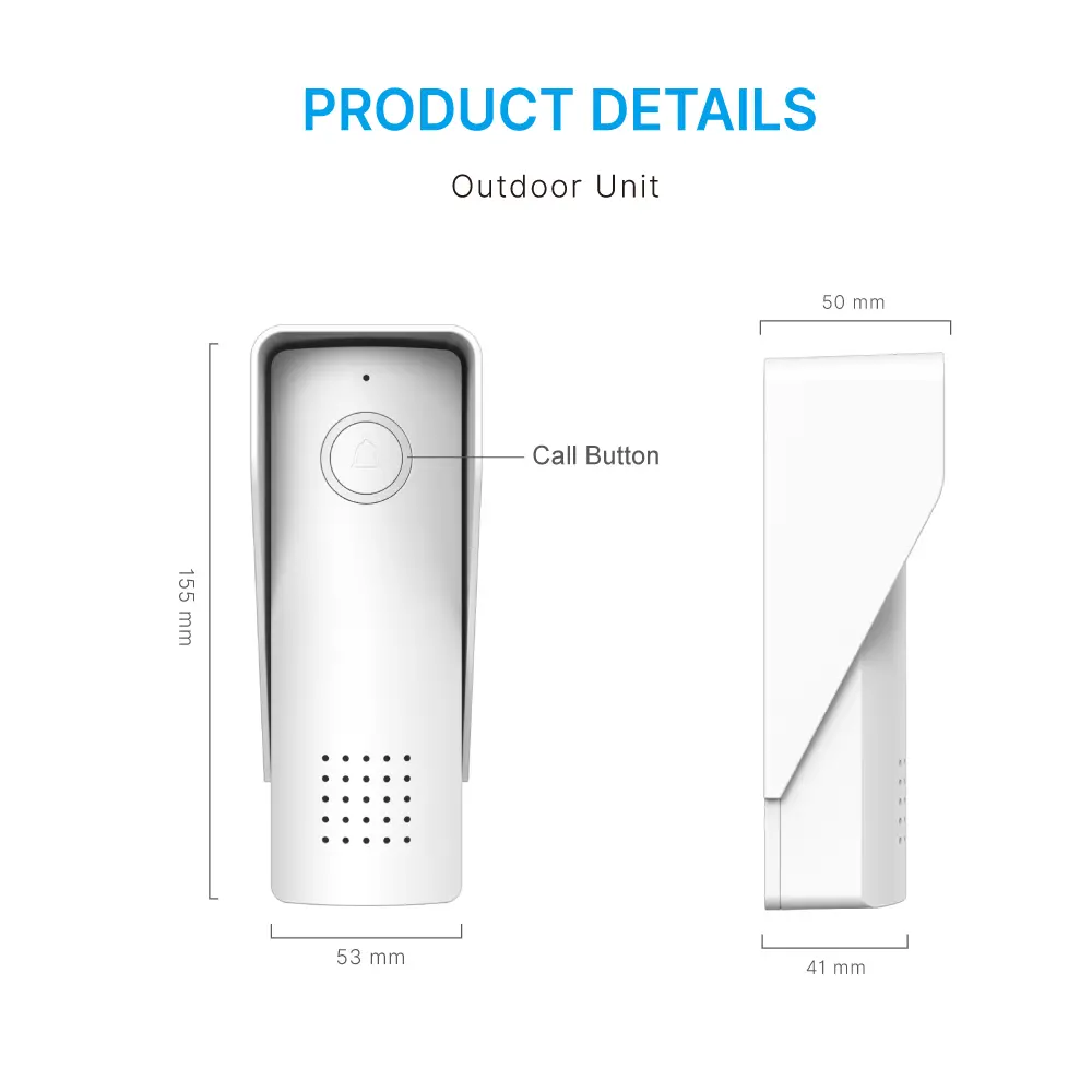 Wireless door phone, RL-0518, audio intercom, battery powered, 433 MHz, 8 ringtones, up to 3 indoor units _05