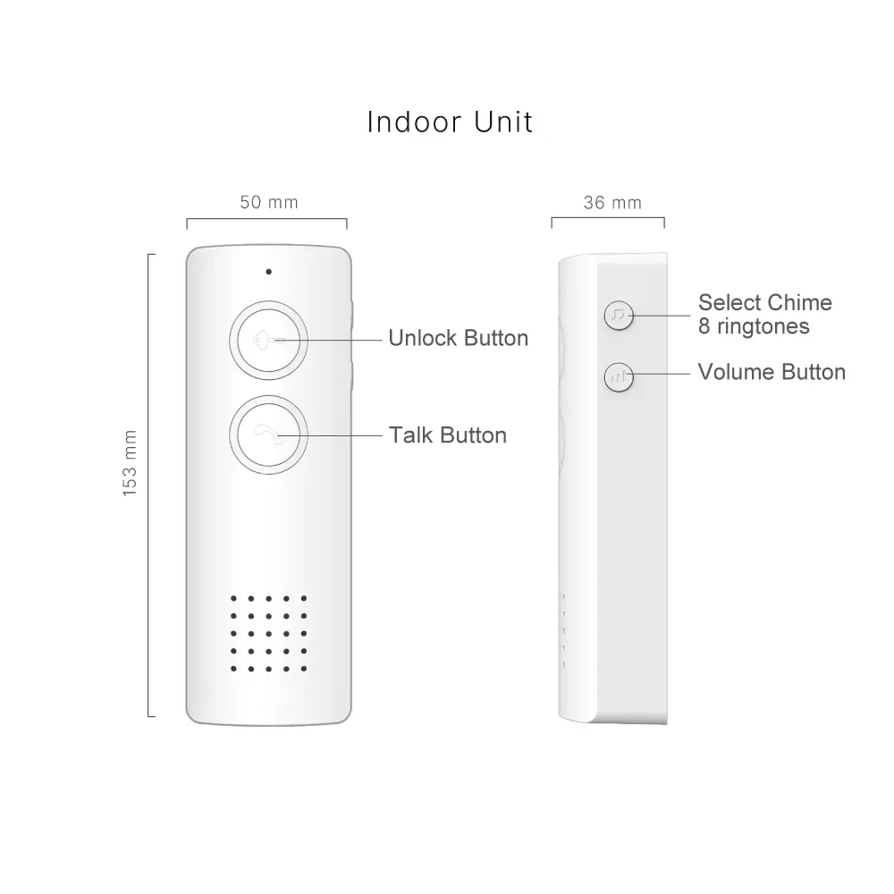 Wireless door phone, RL-0518, audio intercom, battery powered, 433 MHz, 8 ringtones, up to 3 indoor units _06