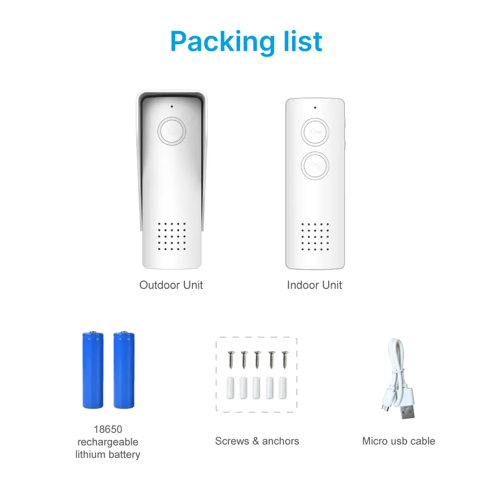 Wireless door phone, RL-0518, audio intercom, battery powered, 433 MHz, 8 ringtones, up to 3 indoor units _10