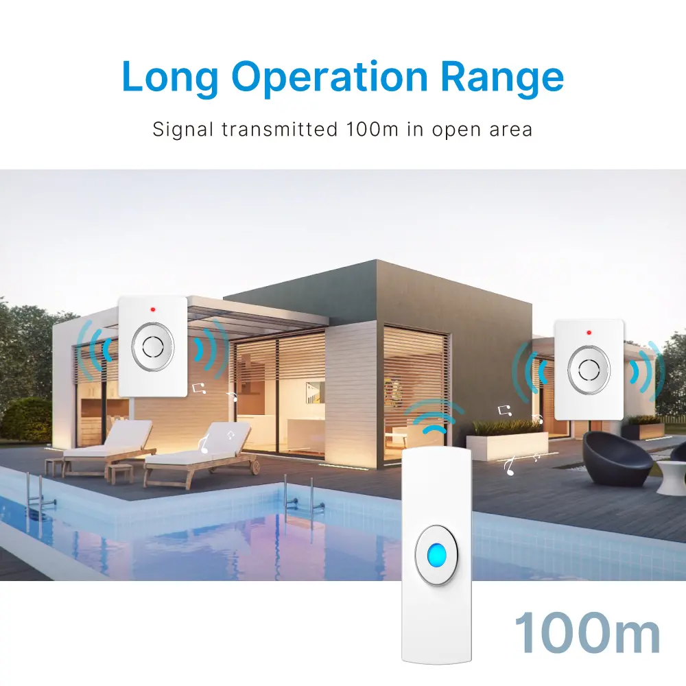 Wireless doorbell, door chime, RL-2R3936, battery-powered, 1 transmitter and 2 receivers, anti-interference, 38 tunes/melodies/ringtones, 433MHz, 150 meters_07