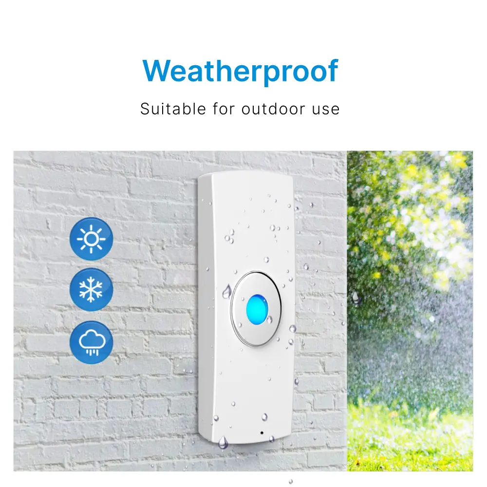 Wireless doorbell, door chime, RL-2R3936, battery-powered, 1 transmitter and 2 receivers, anti-interference, 38 tunes/melodies/ringtones, 433MHz, 150 meters_05