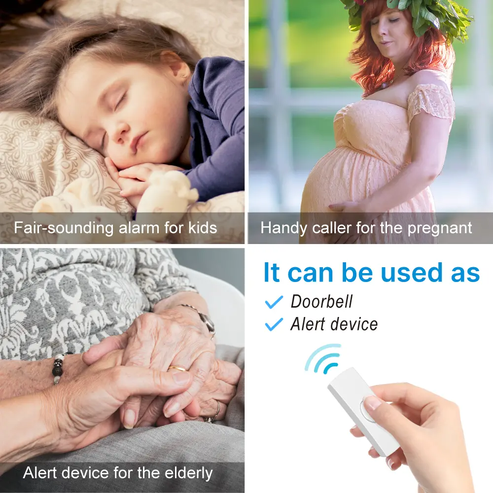 Wireless doorbell, door chime, RL-2R3936, battery-powered, 1 transmitter and 2 receivers, anti-interference, 38 tunes/melodies/ringtones, 433MHz, 150 meters_06