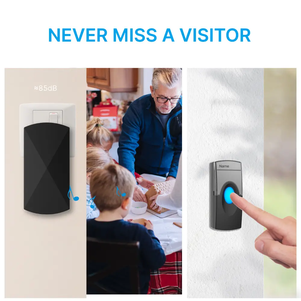 Wireless doorbell, door chime, RL-3818A, AC power, anti-interference, 58 tunes/melodies/ringtones, 433MHz, 150 meters_03