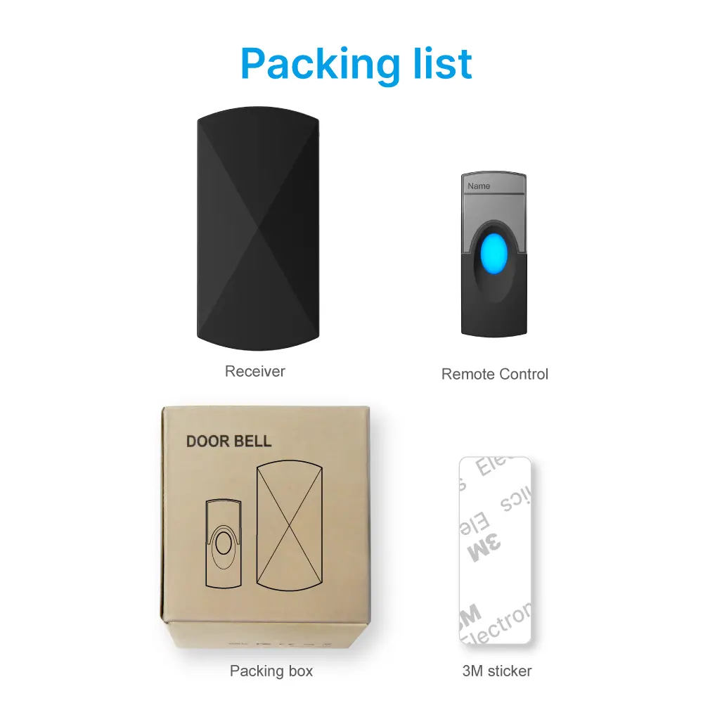 Wireless doorbell, door chime, RL-3818A, AC power, anti-interference, 58 tunes/melodies/ringtones, 433MHz, 150 meters_13