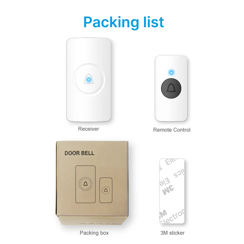 Wireless doorbell, door chime, RL-3880, AC power, anti-interference, 38 tunes/melodies/ringtones, 433MHz, 150 meters_13