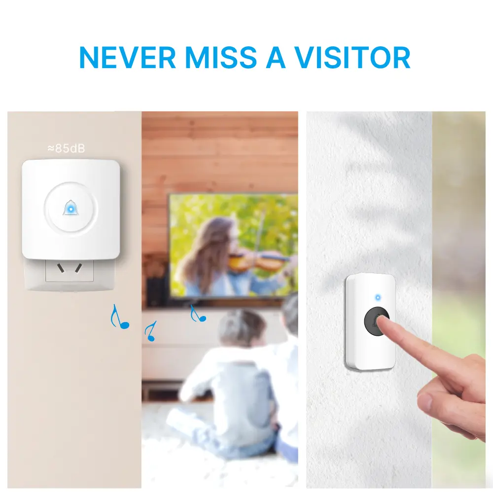 Wireless doorbell, door chime, RL-3881, AC power, anti-interference, 38 tunes/melodies/ringtones, 433MHz, 150 meters_03