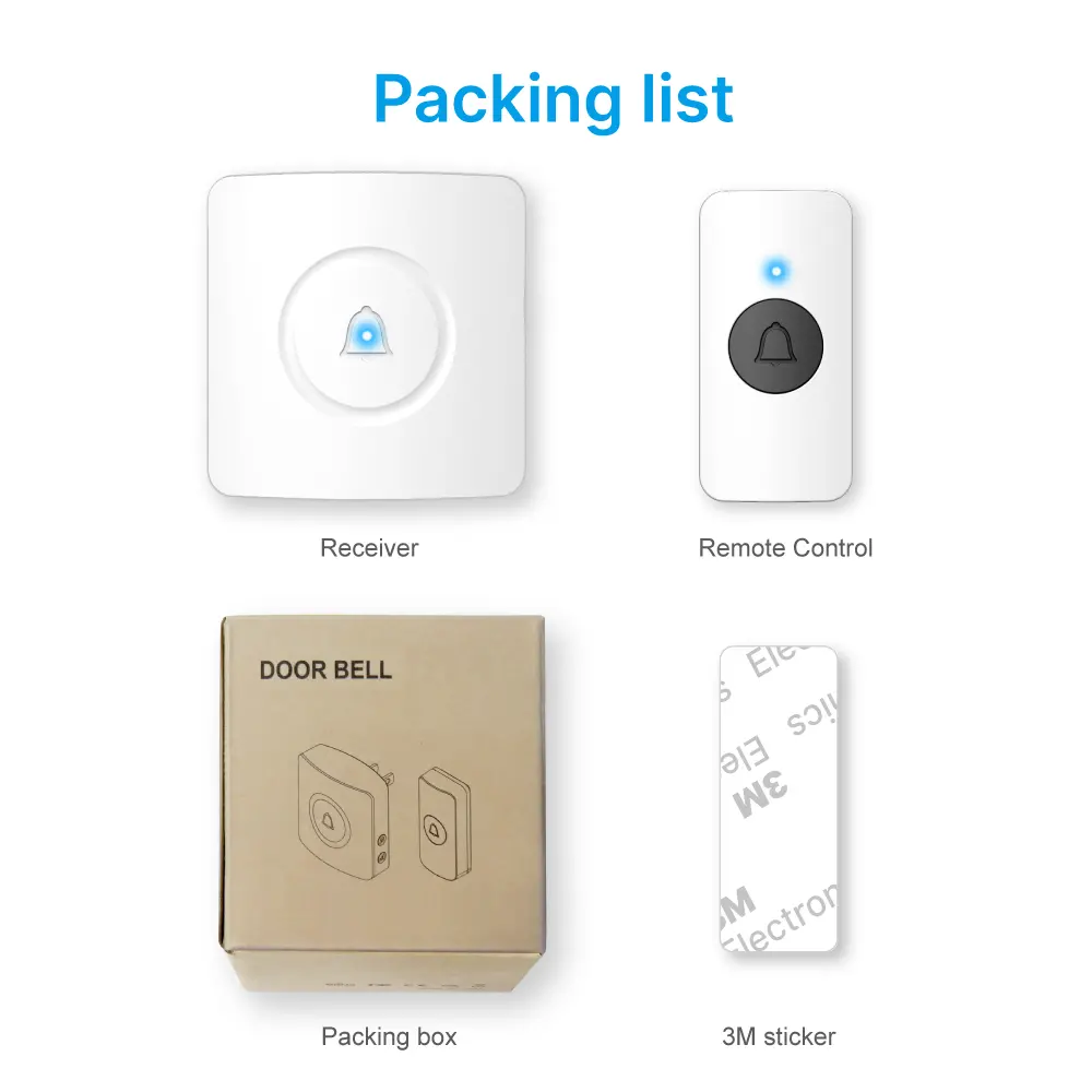 Wireless doorbell, door chime, RL-3881, AC power, anti-interference, 38 tunes/melodies/ringtones, 433MHz, 150 meters_13