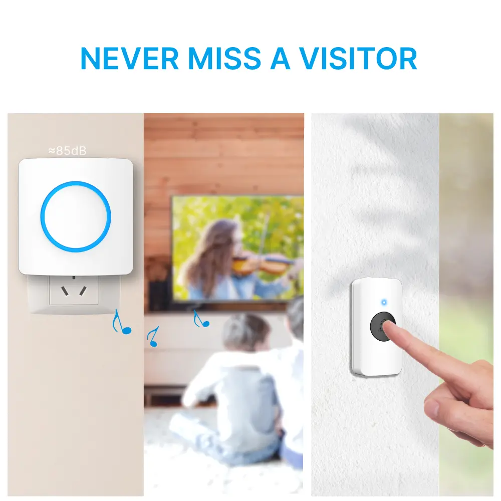Wireless doorbell, door chime, RL-3882, AC power, anti-interference, 38 tunes/melodies/ringtones, 433MHz, 150 meters_03