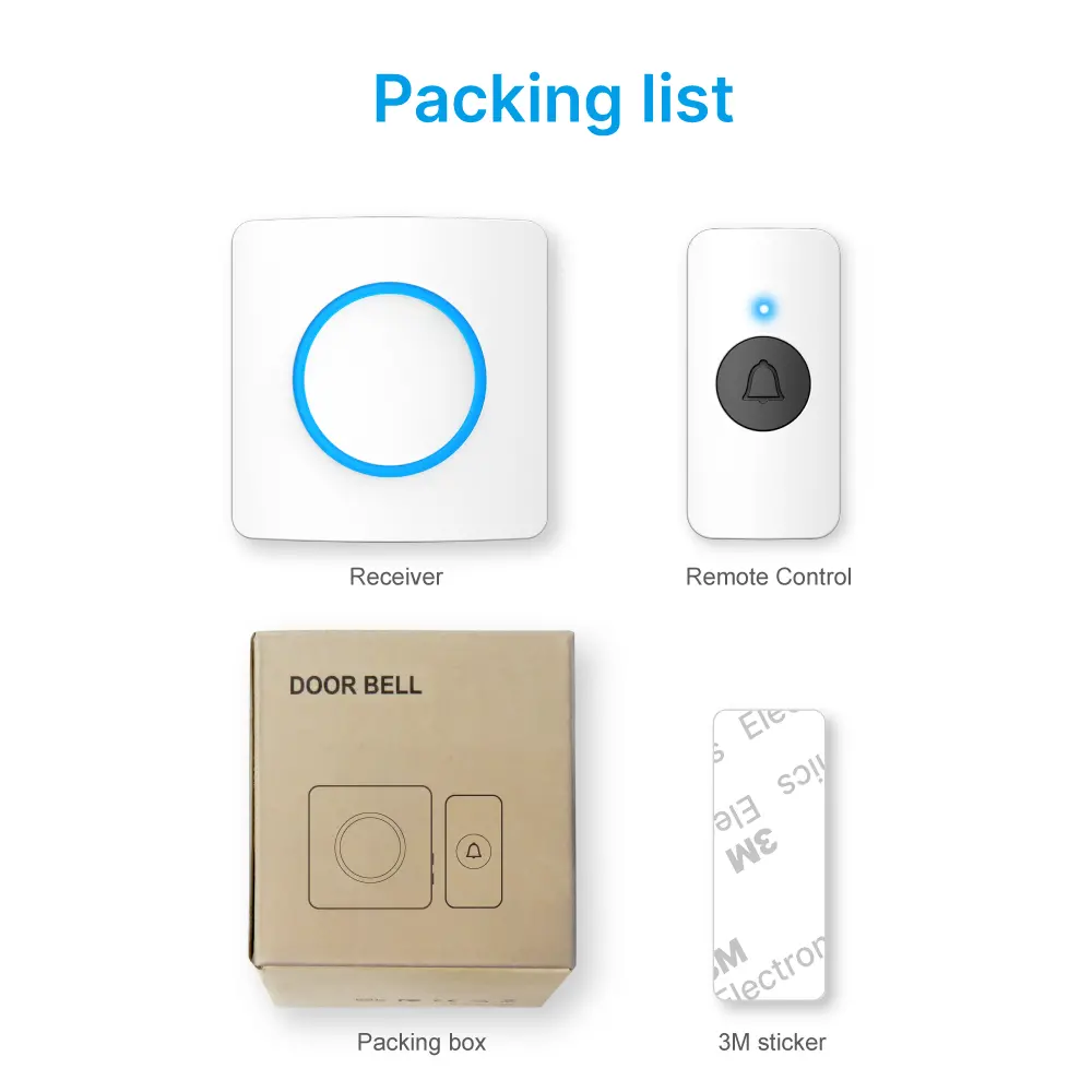 Wireless doorbell, door chime, RL-3882, AC power, anti-interference, 38 tunes/melodies/ringtones, 433MHz, 150 meters_13