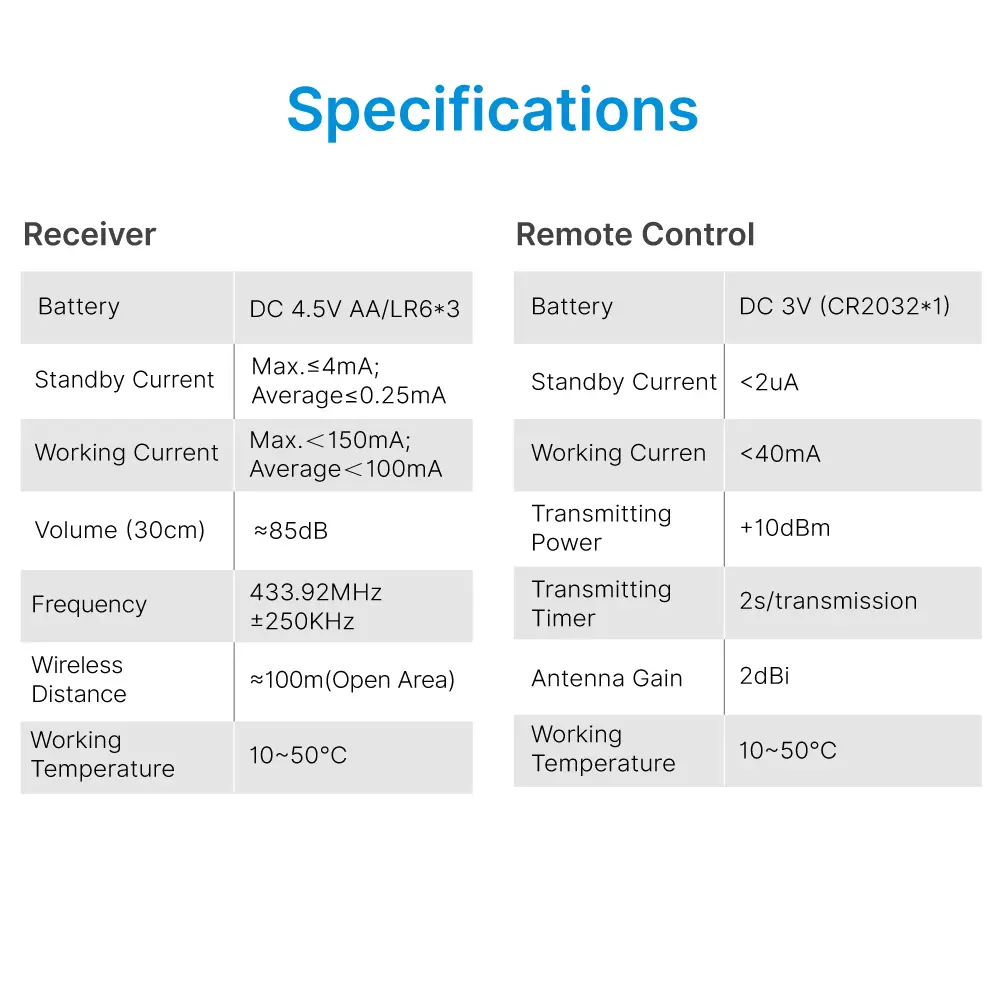 Wireless doorbell, door chime, RL-3936B, battery-powered, anti-interference, 38 tunes/melodies/ringtones, 433MHz, 150 meters_12