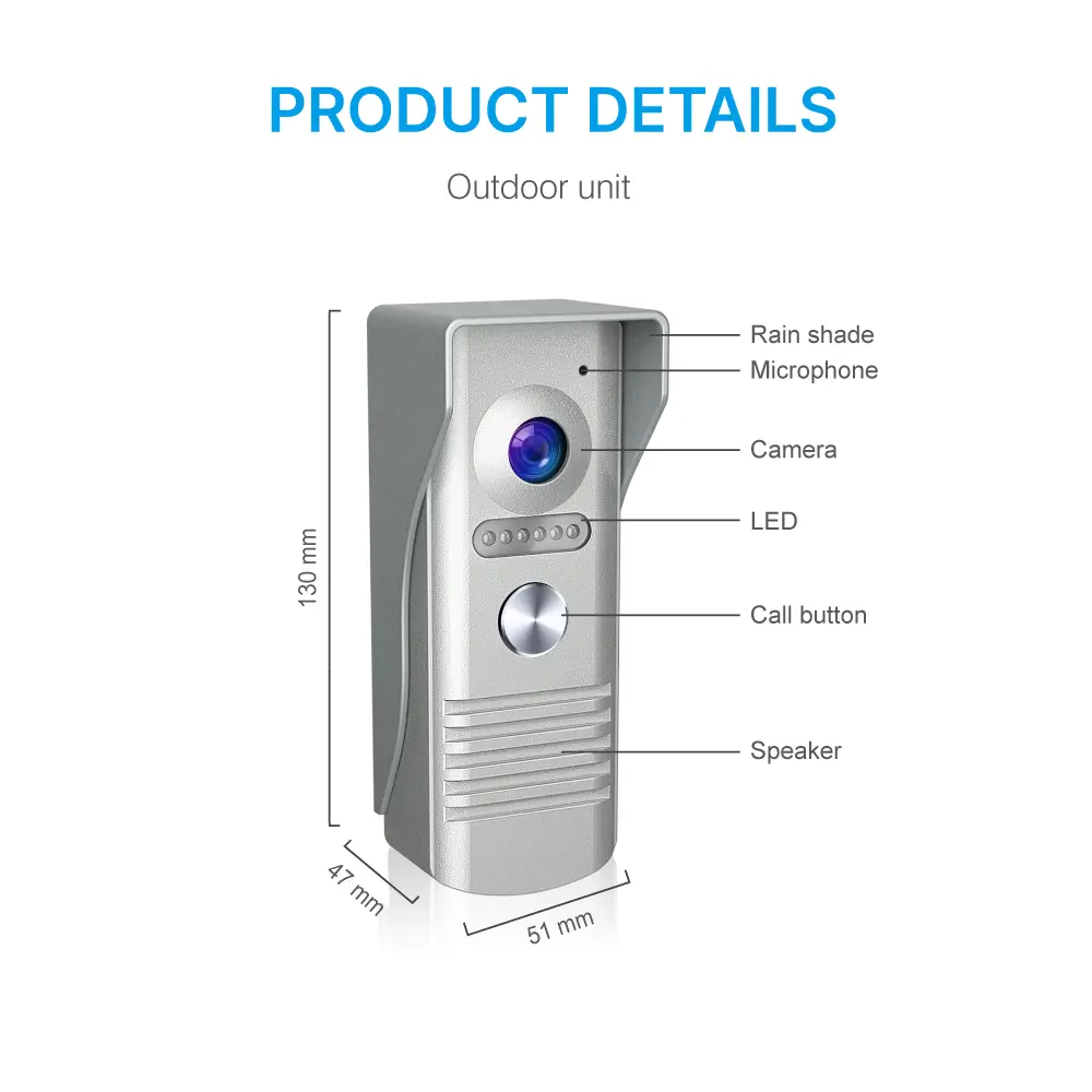 7inch Video Doorphone #RL-B7F- 7inch TFT screen with widescreen images and no radiation, low power consumption but high definition. Water-proof, oxidation-proof, _06