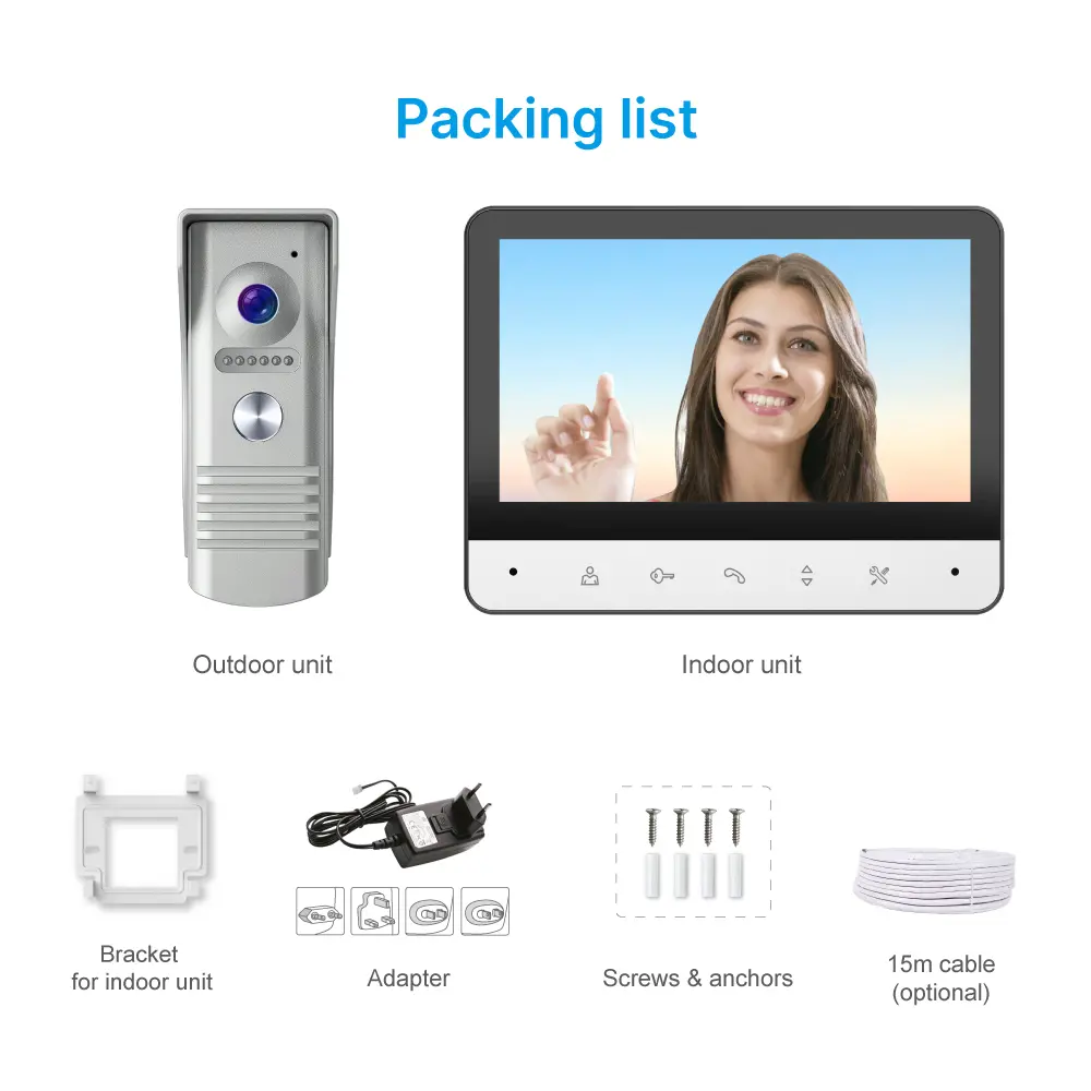 7inch Video Doorphone #RL-B7F- 7inch TFT screen with widescreen images and no radiation, low power consumption but high definition. Water-proof, oxidation-proof, _10