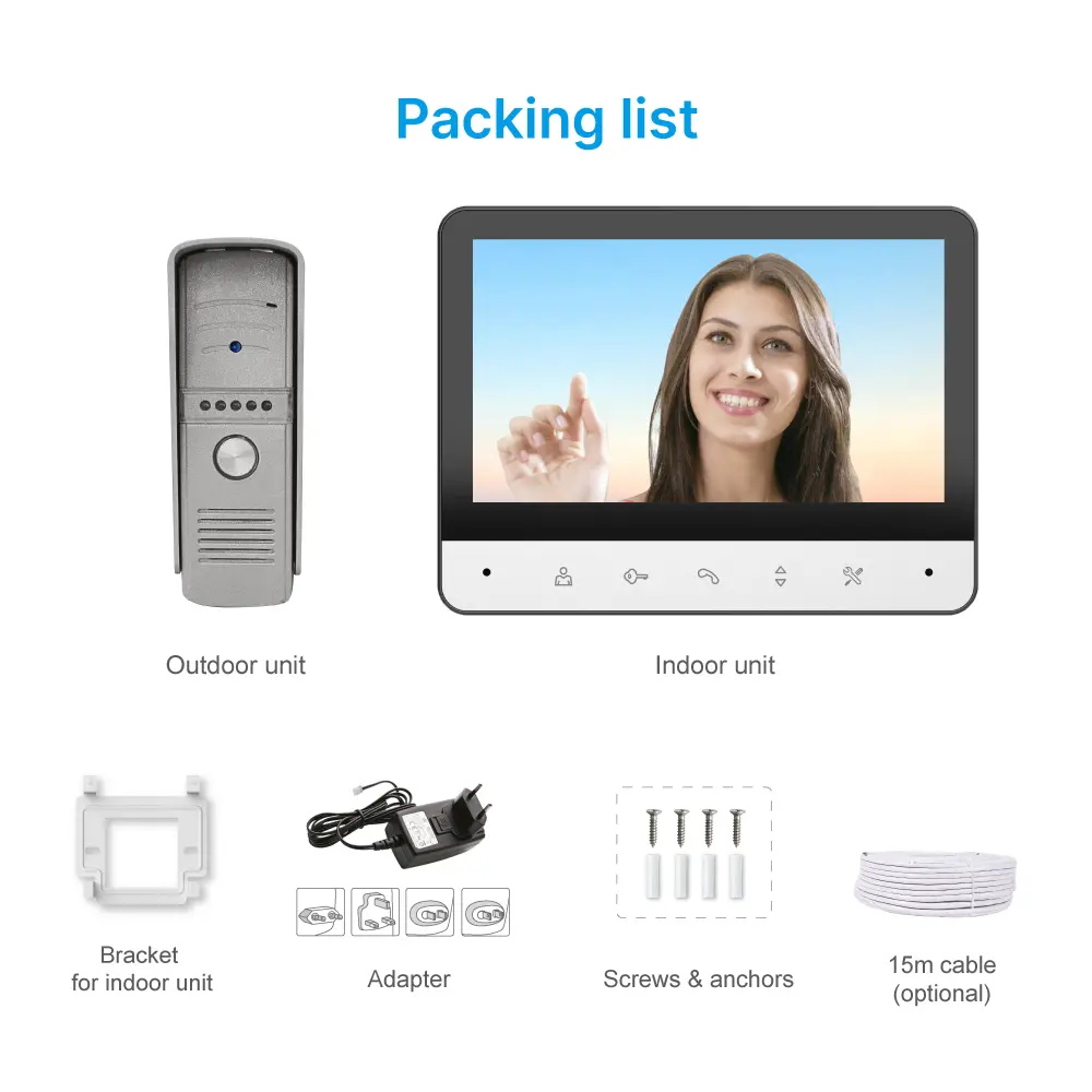 7inch Video Doorphone #RL-B7H- 7inch TFT screen with widescreen images and no radiation, low power consumption but high definition. Water-proof, oxidation-proof, _10