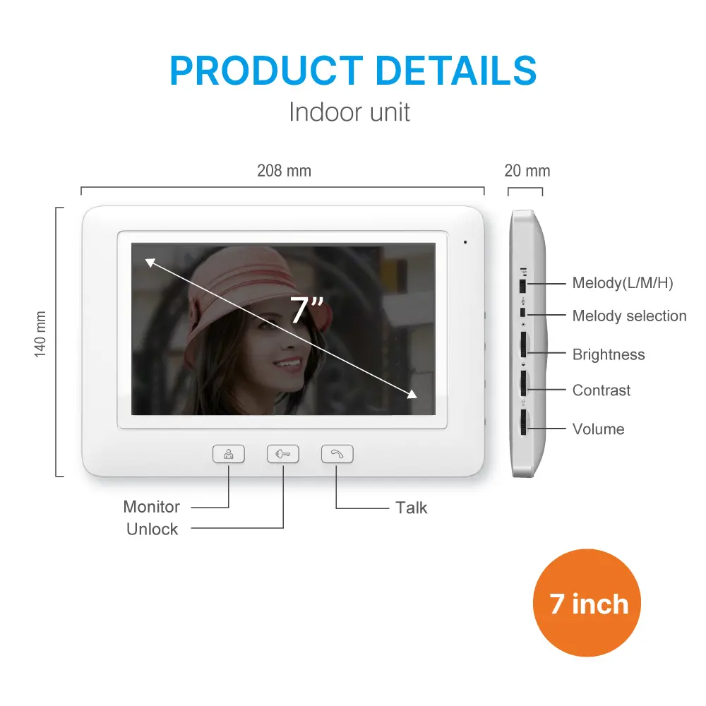7inchTuya Smart Video Doorphone # RL-C07F-TY- 1080P AHD Doorbell.- Built-in Mega HD camera.- Motion-Sensing - Cloud storage- Weatherproof ,Suitable for outdoor use.- Easy 4-wire connection_10