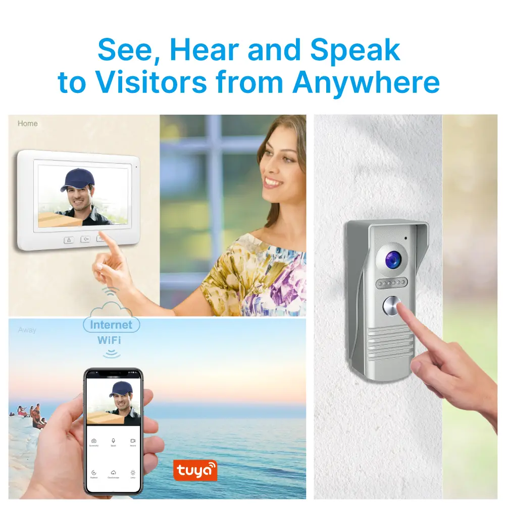 7inchTuya Smart Video Doorphone # RL-C07F-TY- 1080P AHD Doorbell.- Built-in Mega HD camera.- Motion-Sensing - Cloud storage- Weatherproof ,Suitable for outdoor use.- Easy 4-wire connection_02