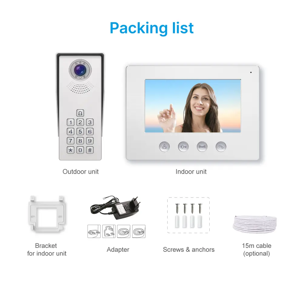 7inch WIFI AHD Video Doorphone #RL- Keypad tone indicating, with key pad back light design for easy operation at night. - Camera light compensation at night. - Release the electric lock and gate lock. - User code unlocking. - Monitor the outside. _12