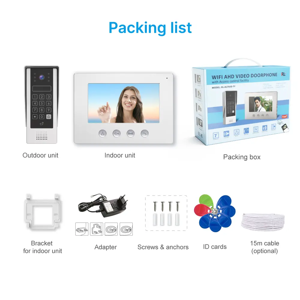 7 inch WIFI AHD Video Doorphone #RL-A17AID-TY - With the Tuya Smart APP - Two million pixels AHD camera.- Electric lock and gate lock connection. - ID card and user code unlocking_12