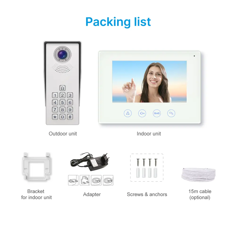 7 inch WIFI AHD Video Doorphone #RL-B17AD-TY- Camera light compensation at night. - Release the electric lock and gate lock. - User code unlocking. - Monitor the outside. - With the Tuya Smart APP_12