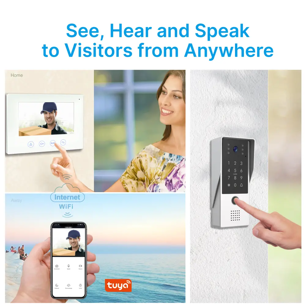 7 inch WIFI AHD Video Doorphone #RL-B17FID-TY - With the Tuya Smart APP- Two million pixels HD camera. - IC card/Fingerprint and user code unlocking. - Camera light compensation at night._02