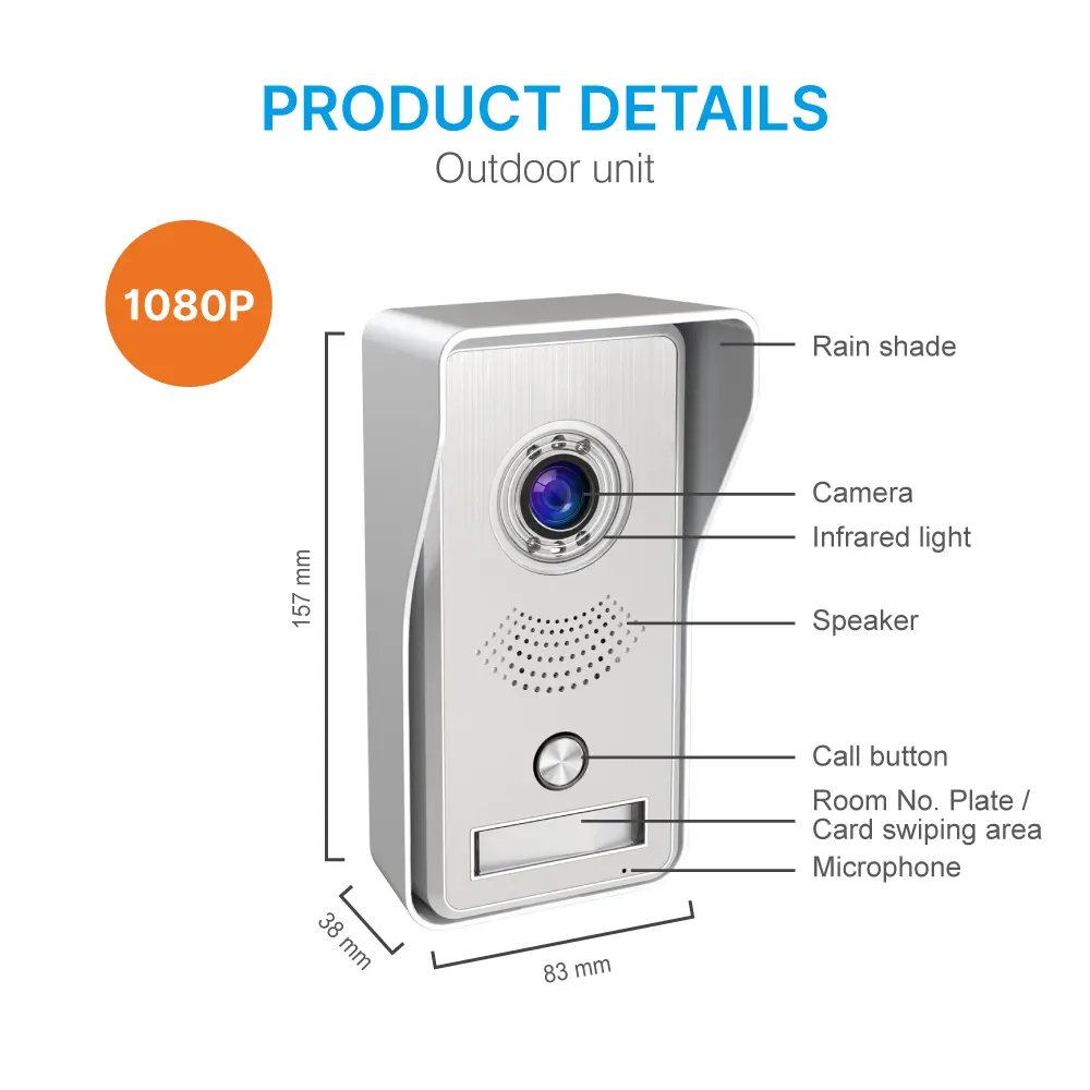 7 inch WIFI AHD Video Doorphone #RL-B17IID-TY - With the Tuya Smart APP - Two million pixels AHD camera. 2_08