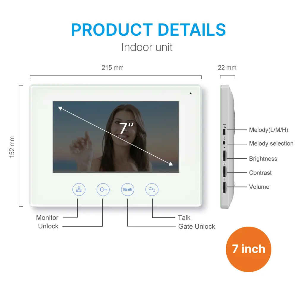 7 inch WIFI AHD Video Doorphone #RL-B17IID-TY - With the Tuya Smart APP - Two million pixels AHD camera. 2_07