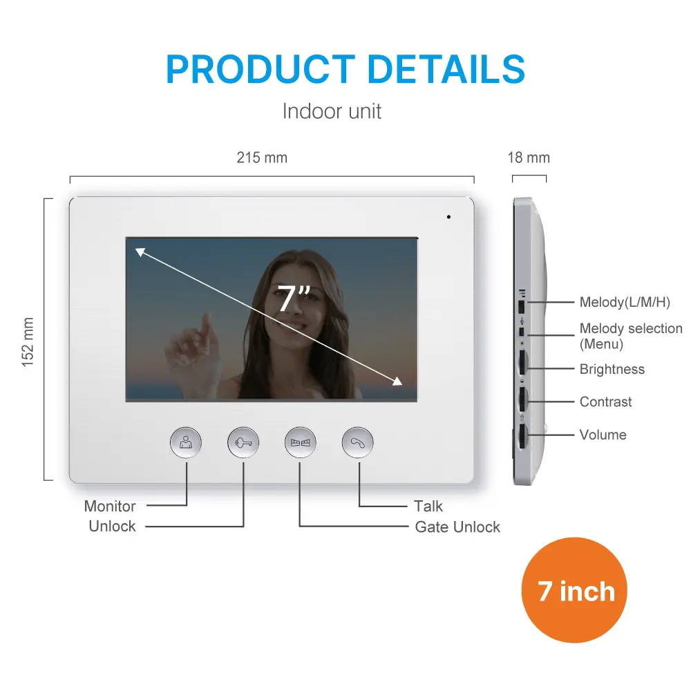 7 inch WIFI AHD Video Doorphone #RL-A17U-TY - With the Tuya Smart APP, you can remotely monitor, intercom and unlock. - Two million pixels AHD camera. - 16 melodies for option. - Electric lock and gate lock connection. _07