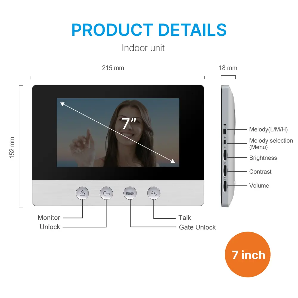 7 inch WIFI AHD Video Doorphone #RL-D17U-TY- With the Tuya Smart APP, you can remotely monitor, intercom and unlock. - Two million pixels AHD camera. - 16 melodies for option. - Electric lock and gate lock connection. _07