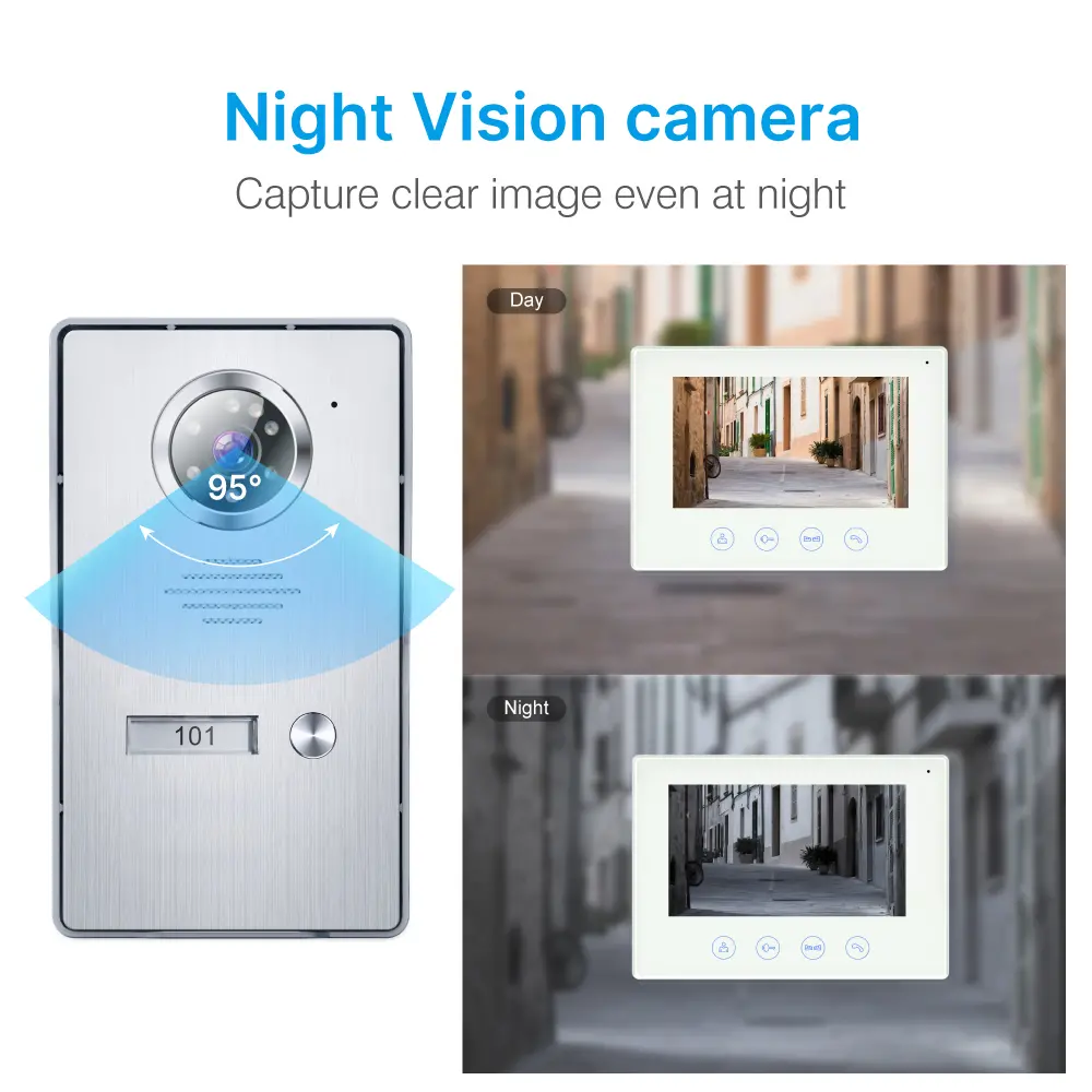 7 inch TUYA WIFI Smart Video Doorphone- Easy 4-wire connection- Between indoor & outdoor units See, hear and speak to visitors from anywhere 1080P AHD Doorbell - Built-in Mega HD camera - Suitable for various environment and outdoor use- Night Vision camera _06
