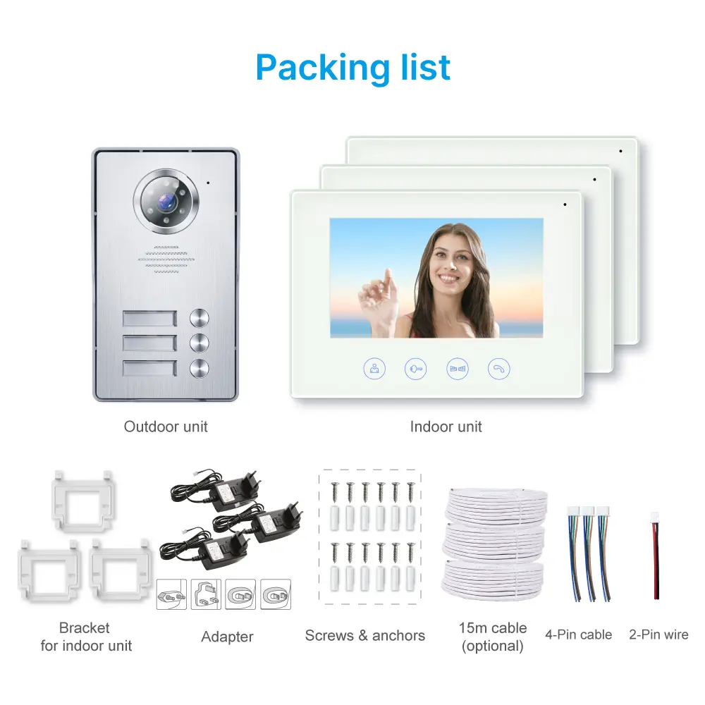 7 inch TUYA WIFI Smart Video Doorphone#RL-B17W3-TY- Easy 4-wire connection.- Between indoor & outdoor units See, hear and speak to visitors from anywhere 1080P AHD Doorbell .- Built-in Mega HD camera - Night Vision camera. _13