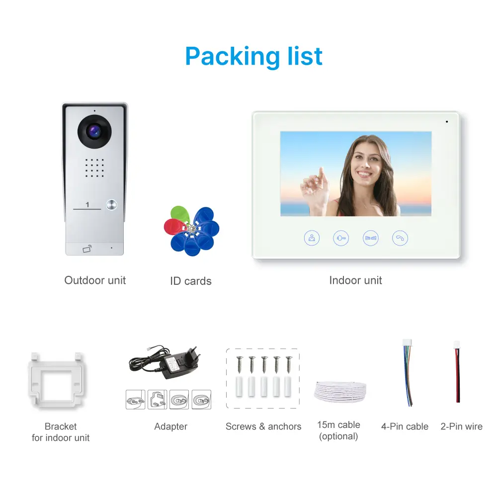 7 inch WIFI AHD Video Doorphone #RL-B17AE-TY - Camera light compensation at night. - Release the electric lock and gate lock. - With the Tuya Smart APP, you can remotely monitor, intercom and unlock. - Two million pixels AHD camera. - 16 melodies for option. _11