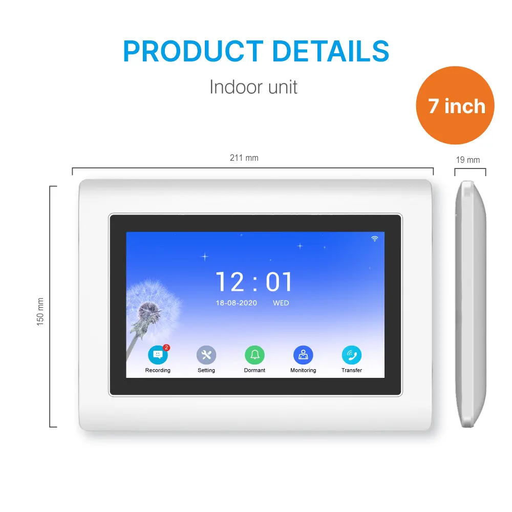 7 inch WIFI AHD Video Doorphone #RL-T07H-WIFI- With TuyaSmart APP- Max. 2 million pixels AHD camera. - Max. 128G TF card - Support motion detection. - Voice message function. _10