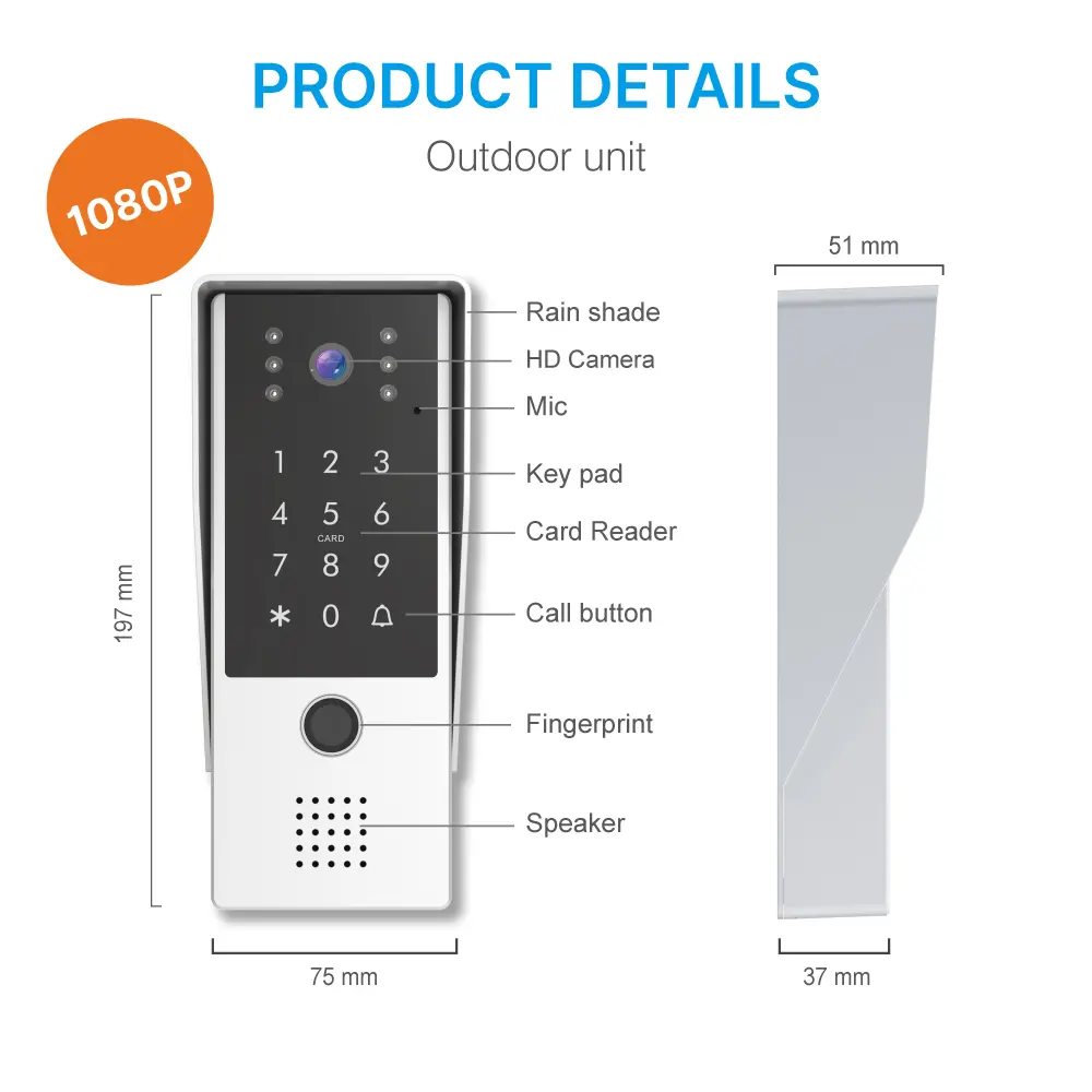 7 inch WIFI AHD Video Intercom System #RL-T07FID-WIFI - With TuyaSmart APP - Max. 2 million pixels AHD camera. - Max. 128G TF card- _12